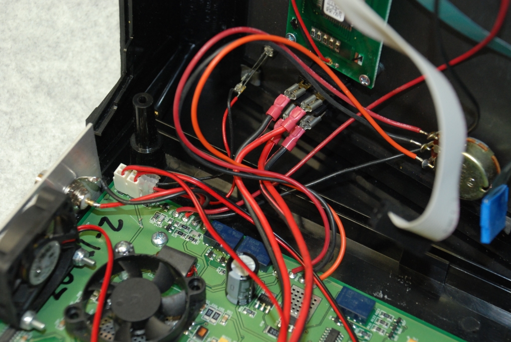 Power switch, output level wiring, and BNC wiring.