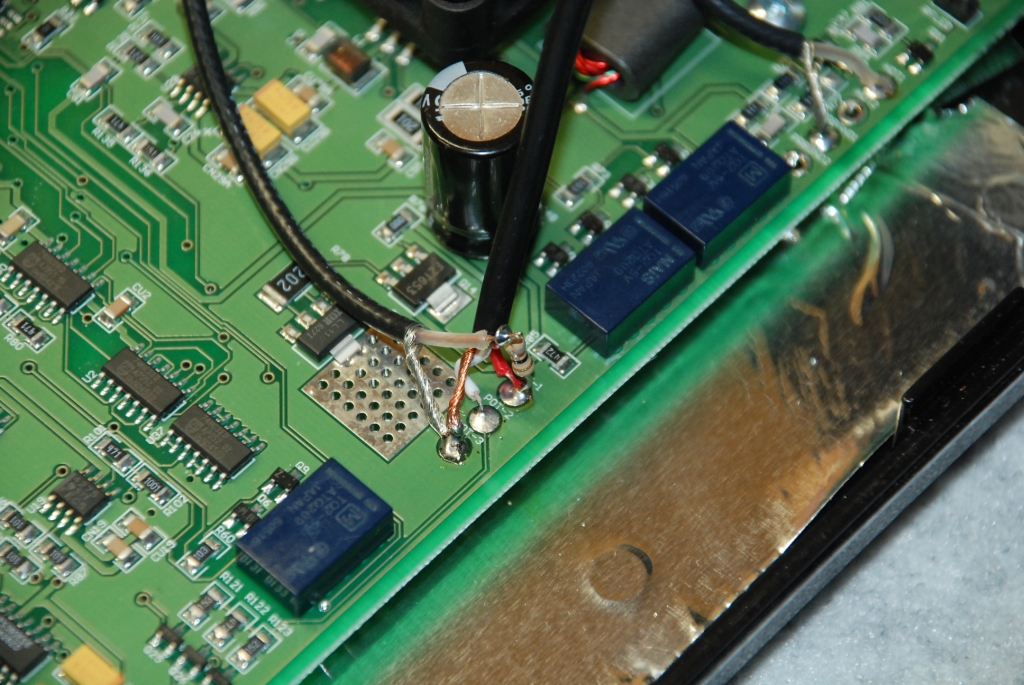 Soldering the resistor loop and center conductor.